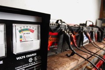 Car battery getting charged / checked