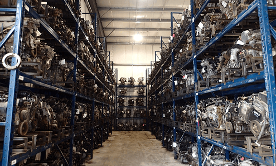 a large warehouse filled with car parts